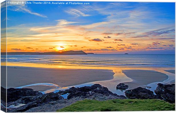 Polzeath Cornwall Sunset Canvas Print by Chris Thaxter