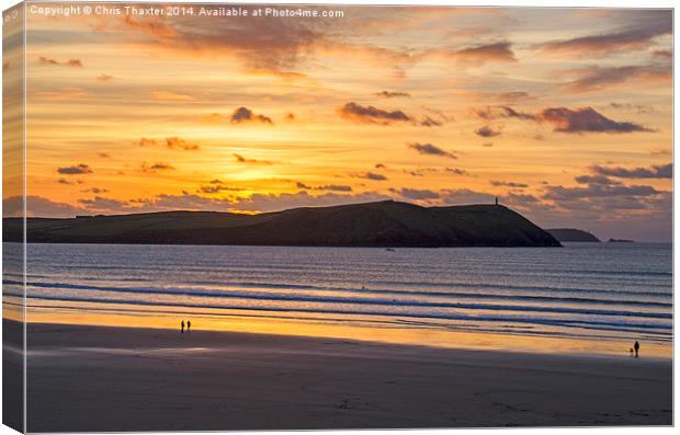 Polzeath Sunset 4 Canvas Print by Chris Thaxter