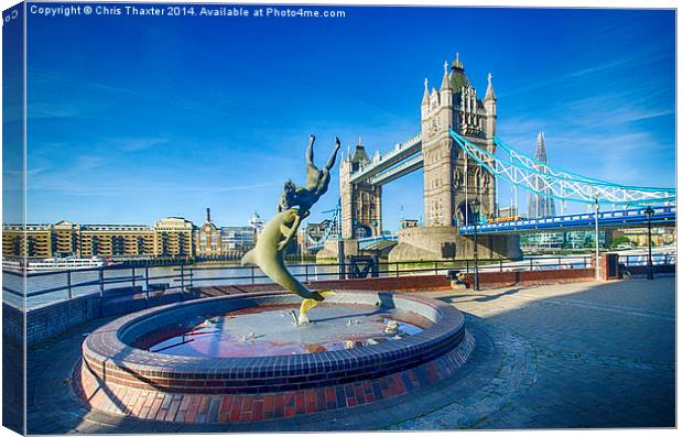  Girl with a Dolphin at Tower Bridge Canvas Print by Chris Thaxter
