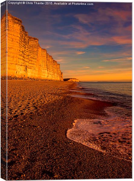 East Cliff Sunset Dorset 2  Canvas Print by Chris Thaxter