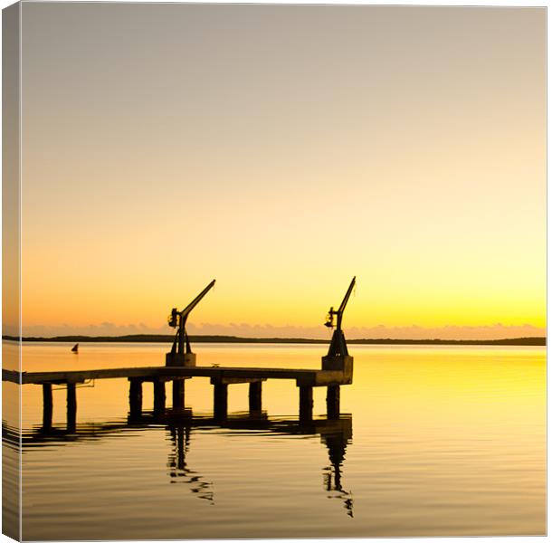 Sunrise at the boat dock Canvas Print by Chris Thaxter