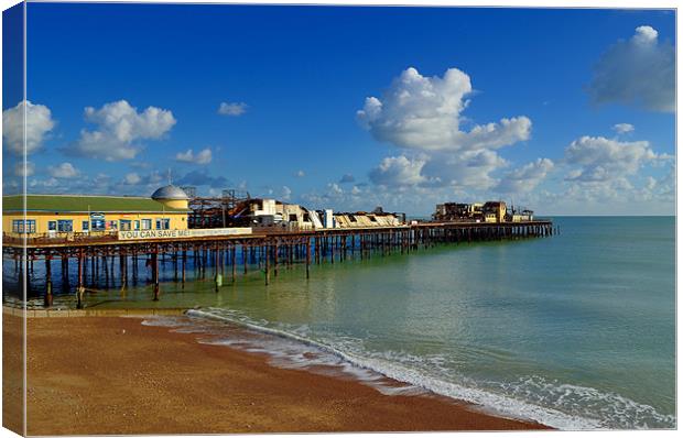 Hastings Pier After The Fire Canvas Print by Bel Menpes