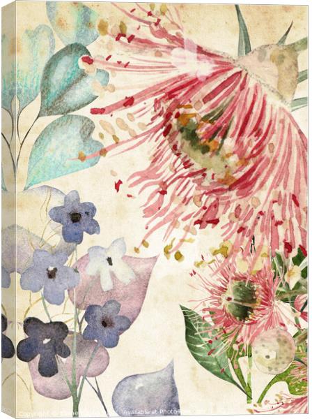Vintage Floral Bloom Canvas Print by Elaine Young