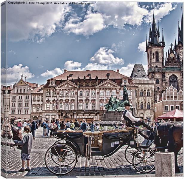 Prague - Wenceslas Square Canvas Print by Elaine Young