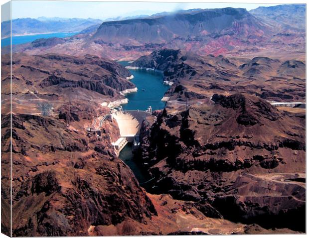 Hoover Dam Aerial View Canvas Print by Elaine Young