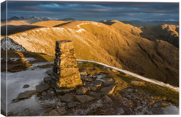 Old Man Of Coniston Summit Sunrise Canvas Print by James Grant