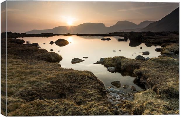  Sunset over the Scafells Canvas Print by James Grant