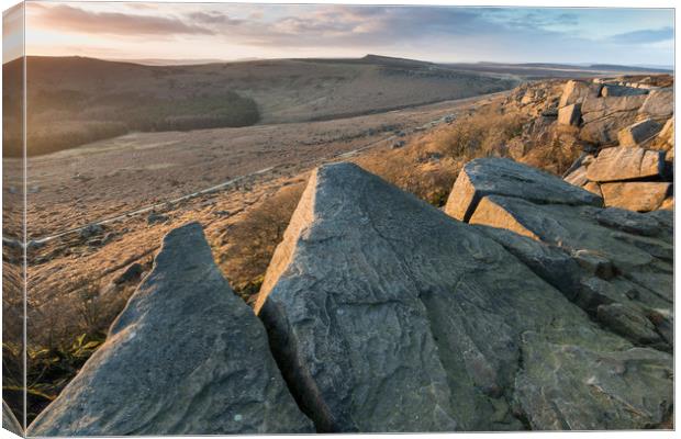 Burbage Rocks Sunset Canvas Print by James Grant