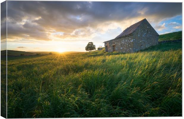 Wetton Barn Sunset  Canvas Print by James Grant