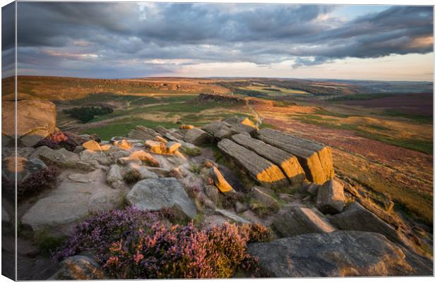 Higger Tor Kit Kat Stones Sunset  Canvas Print by James Grant