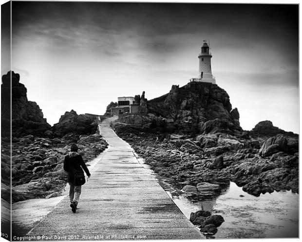 The walk to Corbiere lighthouse Canvas Print by Paul Davis