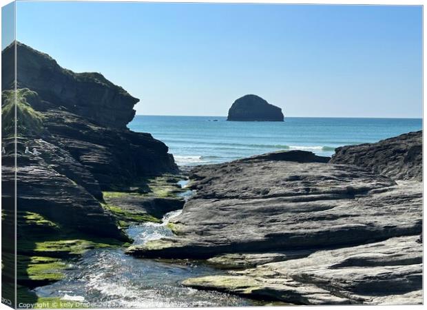 Trebarwith Strand  Canvas Print by kelly Draper