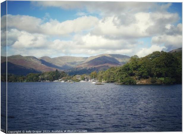 Lake Windermere & The Mountains Canvas Print by kelly Draper