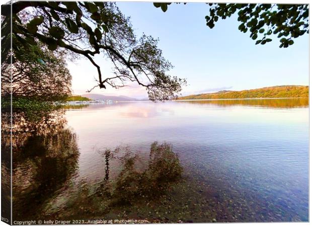 Loch Lomond View From Under The Tree Canvas Print by kelly Draper