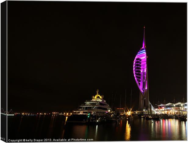 The Spinnaker Tower At Night Canvas Print by kelly Draper