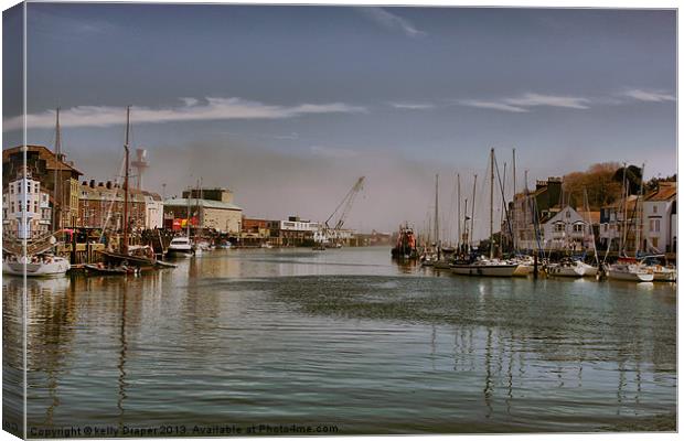 Misty Weymouth Harbour Canvas Print by kelly Draper