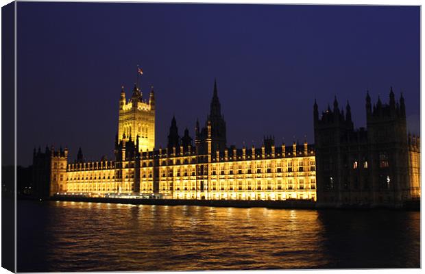 The Houses Of Parliment At Night Canvas Print by kelly Draper