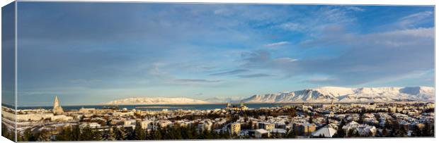 Ice and Fire: Reykjavik Panorama Canvas Print by Stuart Jack