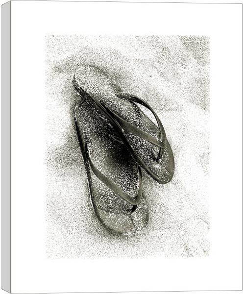 white sand and flip flops Canvas Print by Heather Newton