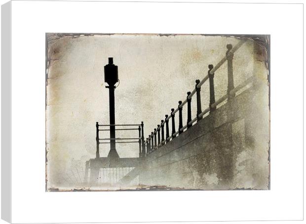 the pier in the fog Canvas Print by Heather Newton