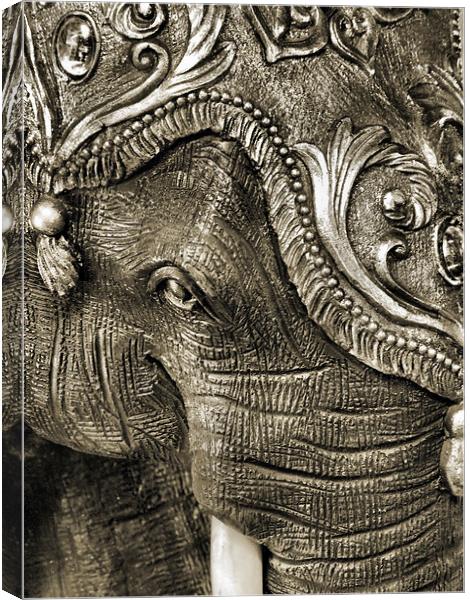 carved elephant 2 Canvas Print by Heather Newton