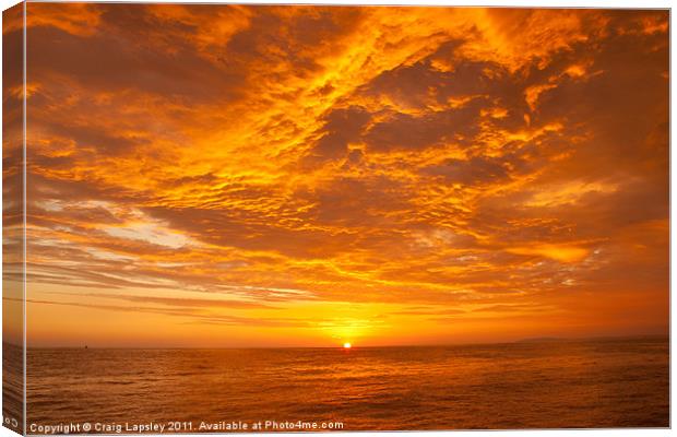 Pacific Sunset Canvas Print by Craig Lapsley