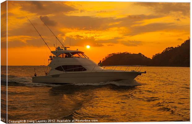 sportfishing boat returns at the end of the day Canvas Print by Craig Lapsley