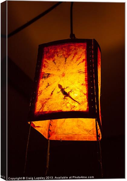 Gecko in a lightshade Canvas Print by Craig Lapsley
