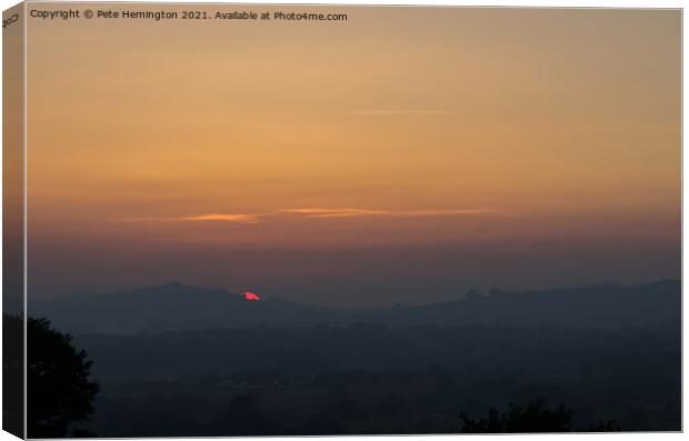Sunset over Raddon Canvas Print by Pete Hemington
