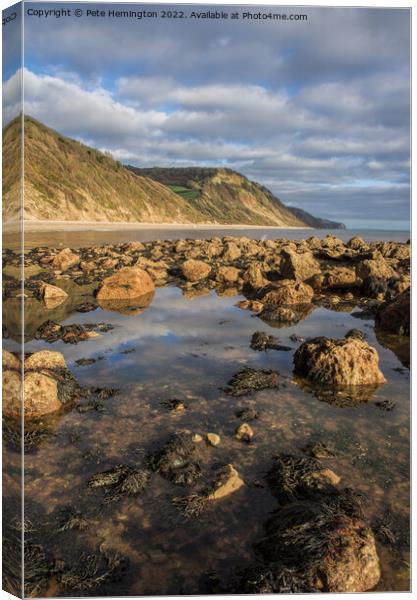 Weston Mouth and Cliff Canvas Print by Pete Hemington