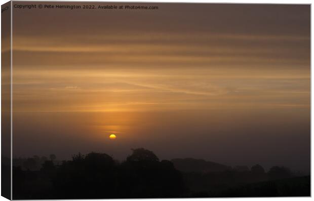Sunset over Mid Devon Canvas Print by Pete Hemington
