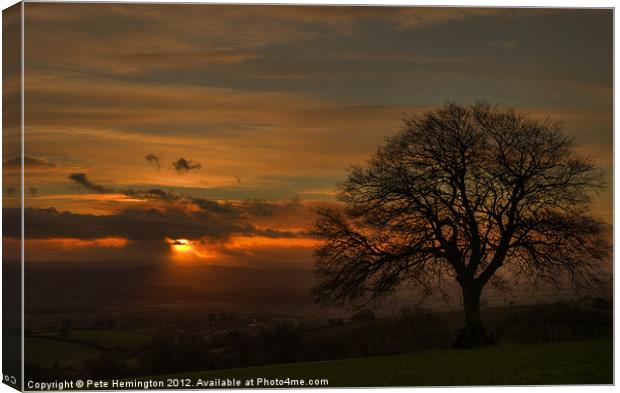 Sunset towards Dartmoor Canvas Print by Pete Hemington