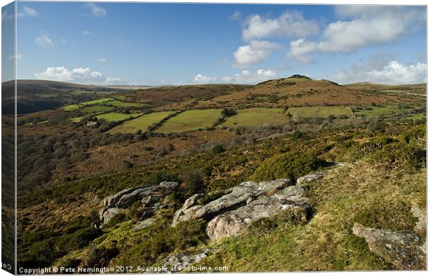 From Honeybag Tor to Easdon Tor Canvas Print by Pete Hemington