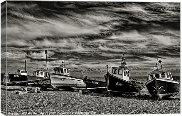 Boats at Beer Canvas Print by Pete Hemington