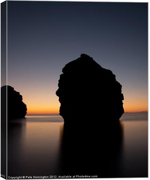 Stacks at Dawn - Ladram Bay Canvas Print by Pete Hemington