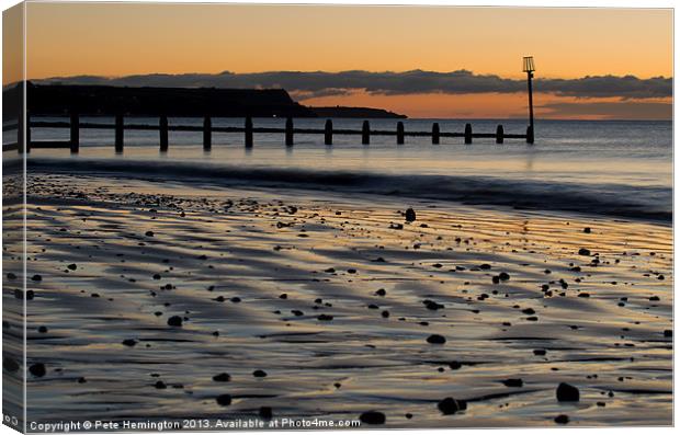 Groynes at Dawlish Warren Canvas Print by Pete Hemington