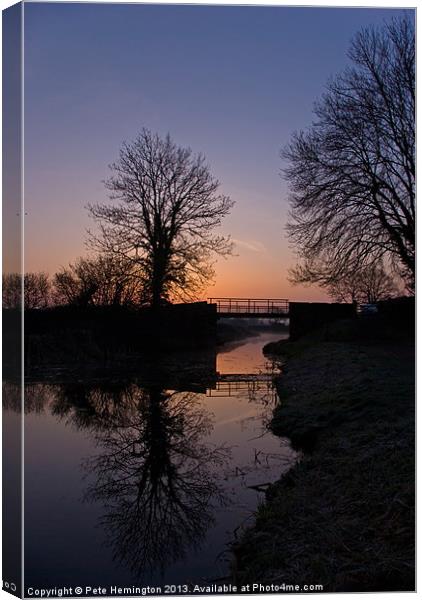 Dawn on the Grand Western Canal Canvas Print by Pete Hemington