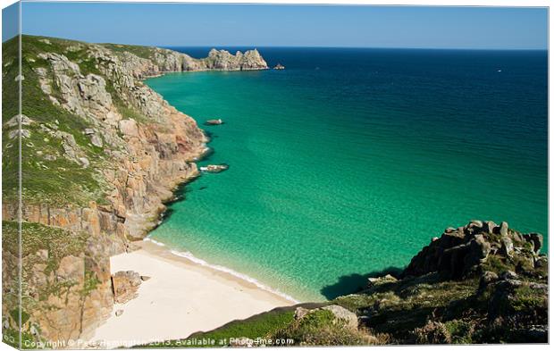 Logan Rock near Porthcurno Canvas Print by Pete Hemington