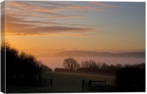 Sunrise over the Culm Valley Canvas Print by Pete Hemington