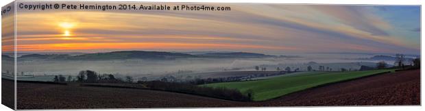 Sunrise over the Culm valley Canvas Print by Pete Hemington