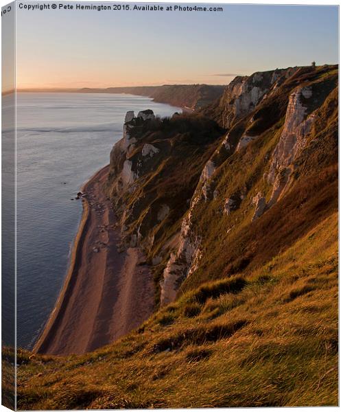  Branscombe Cliffs in Devon Canvas Print by Pete Hemington