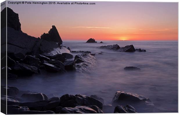  Sunset at Blegberry Beach Canvas Print by Pete Hemington
