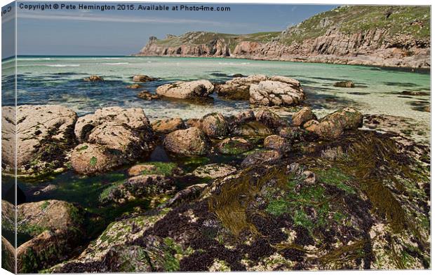  Nanjizal beach in Cornwall Canvas Print by Pete Hemington