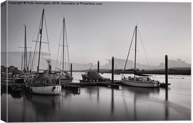  Topsham boats at dusk Canvas Print by Pete Hemington