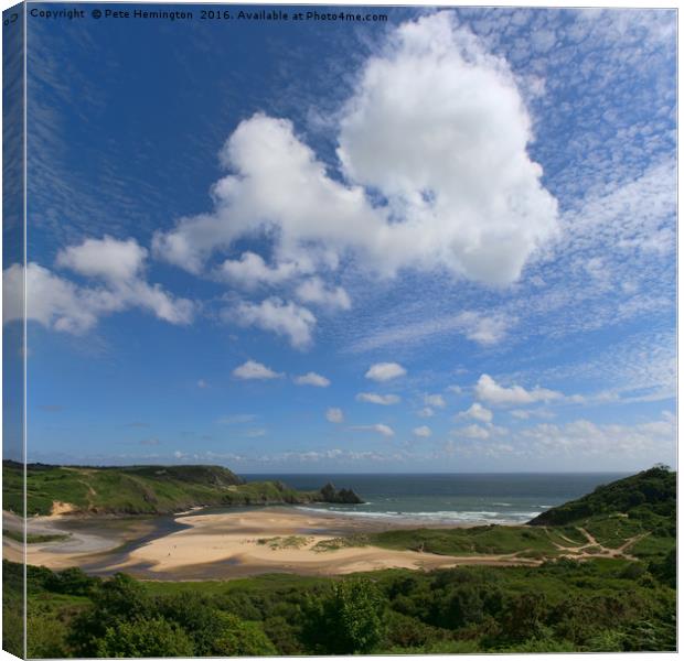 Three Cliffs bay in the Gower Canvas Print by Pete Hemington