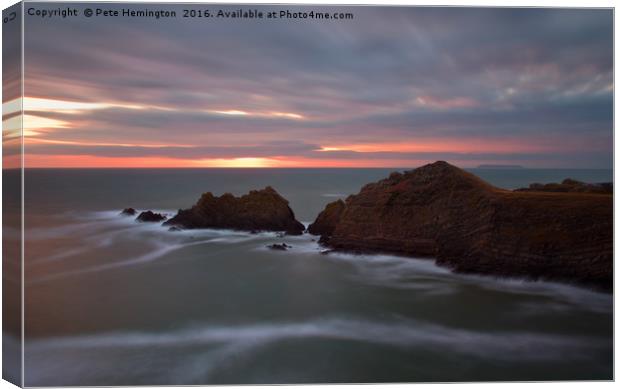 Hartland Quay at dusk Canvas Print by Pete Hemington