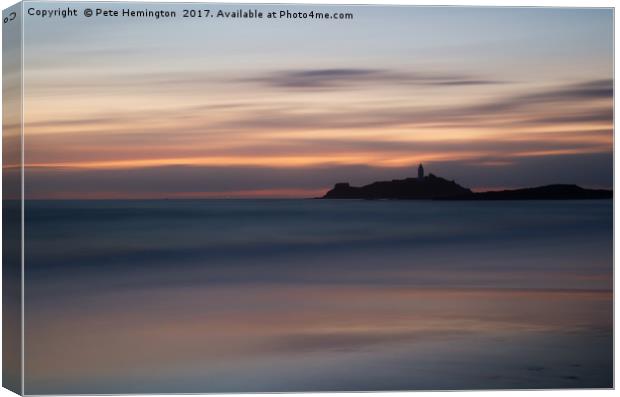 Godrevy Lighthouse from the beach Canvas Print by Pete Hemington