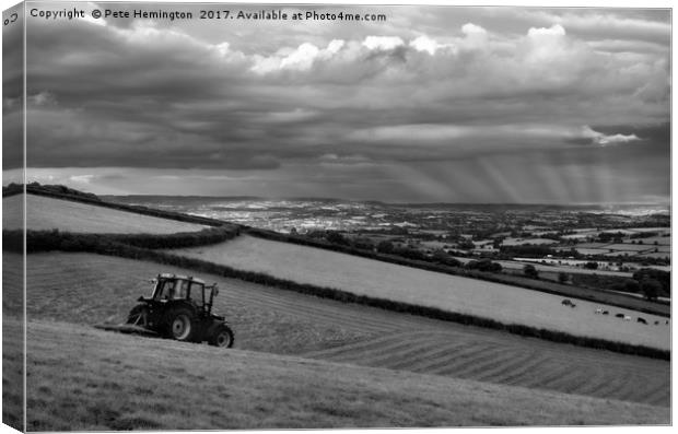 Hay making in Mid Devon Canvas Print by Pete Hemington
