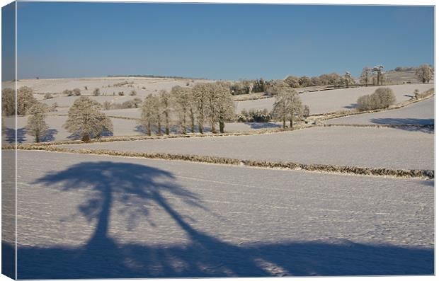 Snowy farm fields Canvas Print by Pete Hemington