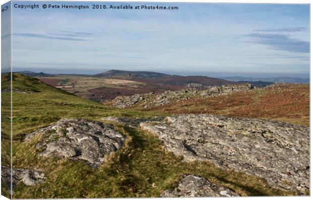 Sweeps of granite on Dartmoor Canvas Print by Pete Hemington